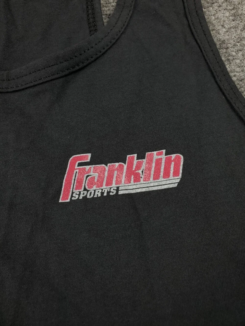 Vintage Franklin Sports Tank Top Large Black Racerback USA 90s Single Stitch